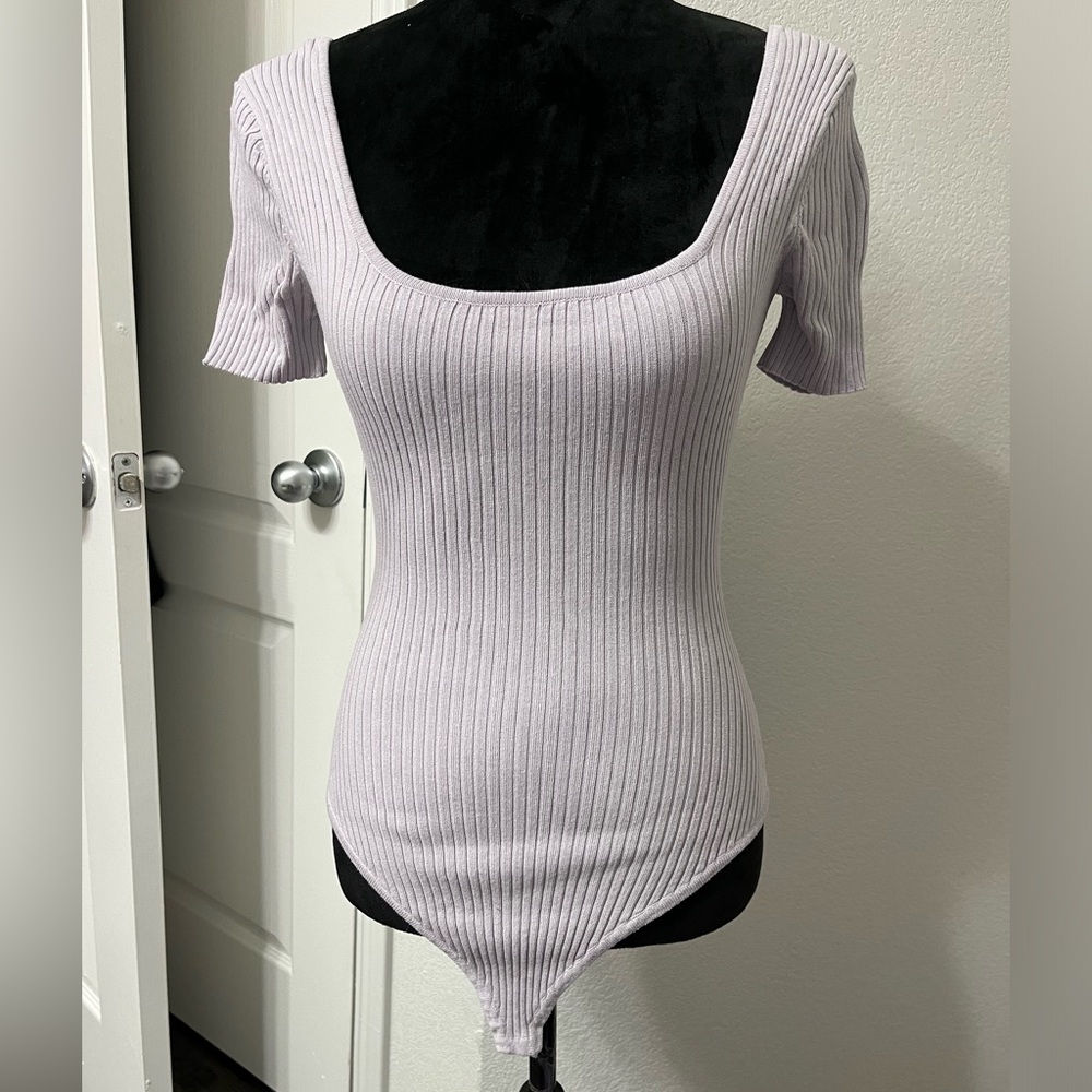 Lavender Ribbed Knit Bodysuit